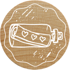 Woodies Stamp - Heart bottle mail