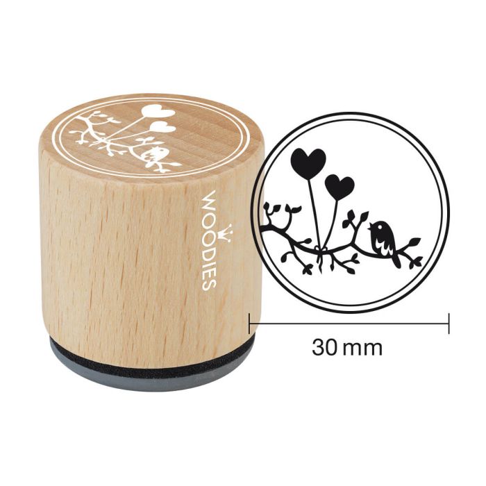 Woodies Rubber Stamp - Heart balloon