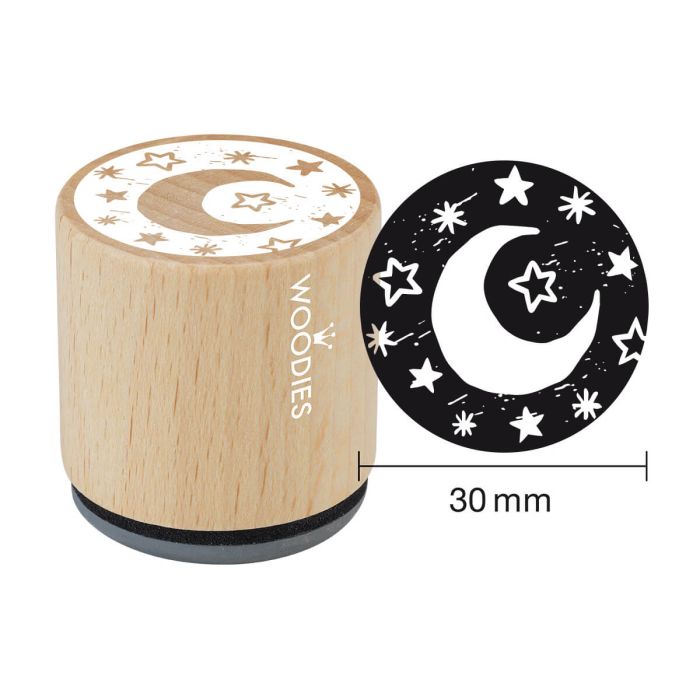 Woodies Rubber Stamp - Moon and stars